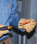 Person holding Insulated 8 In 1 Screwdriver Set With Interchangeable Blades For Electrical And General Repairs