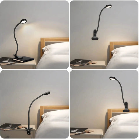 Clip On Reading Light Desk Lamp With Strong Clamp For Kids And Adults Eye Protection Night Light Flexible Gooseneck in bedroom setting