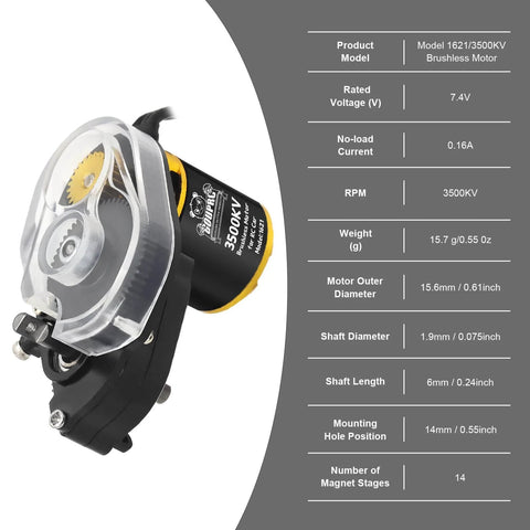 Upgrade 30A Brushless ESC And 1621 3500KV Brushless Motor With Transmission Combo Kit For SCX24 RC Crawler Axial 1 To 24 Scale RC Car