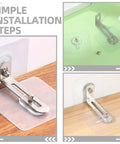 No Drill 10 Pack Furniture Wall Anchor Kit 6x6 Acrylic Stainless Steel Easy Install Anti Tip For TVs Shelves Cabinets And More Keeps Your Home Safe For Kids And Pets installed on wall and furniture