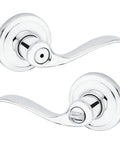 Interior Privacy Door Handle With Lock Lever For Bedroom And Bathroom In Polished Chrome Reversible Keyless Turn Lock Easy DIY Install Fits Left Or Right Swing Perfect For Privacy And Convenience