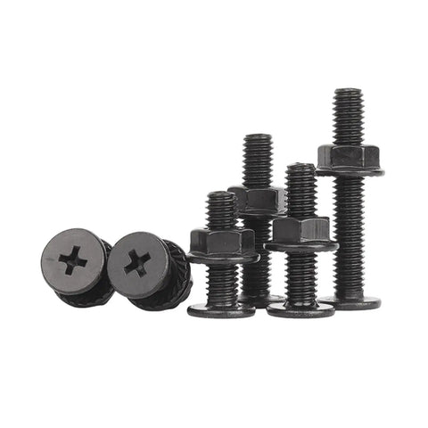 Black 304 Stainless Steel M6 Cross Head Screws With 12mm Flat Head And Flange Nuts Kit, 30 Sets, Heavy Duty All In One Pack