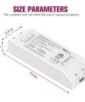60W Plug And Play Triac Dimmable LED Driver Power Supply 120V to 24V Transformer size dimensions illustration ETL Class 2