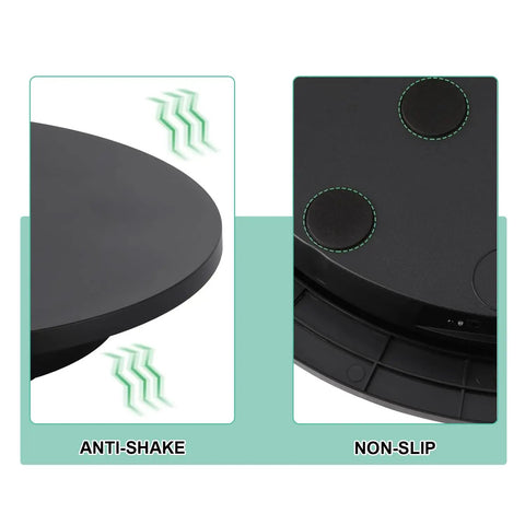 Close-up of Huge 52cm Motorized Turntable For Product Photography showcasing anti-shake and non-slip features.