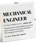 Mechanical Engineer Gift For Women And Men, Definition Wood Sign Plaque, Rustic Home Office Decor Keepsake, 6.2 By 6.2 Inches