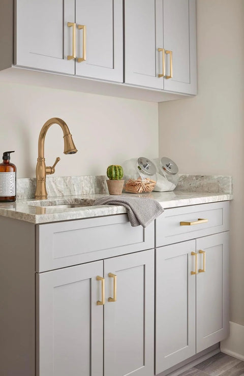 Champagne Bronze Transitional Cabinet Drawer Pulls on kitchen cabinets, 5-1/16 inch center-to-center, 5-7/8 inch overall length, 1 pack
