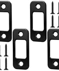 Four Pack Deadbolt Strike Plate 1 Inch By 2 And A Quarter Inch Round Corner With Screws Matte Black Stainless Steel Door Backplate