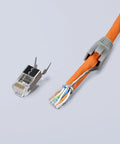 RJ45 Western Plug Crimping Pliers, 7 And A Half Inch, 8P8C Pro Grade Network Tool with exposed Ethernet cable and plug