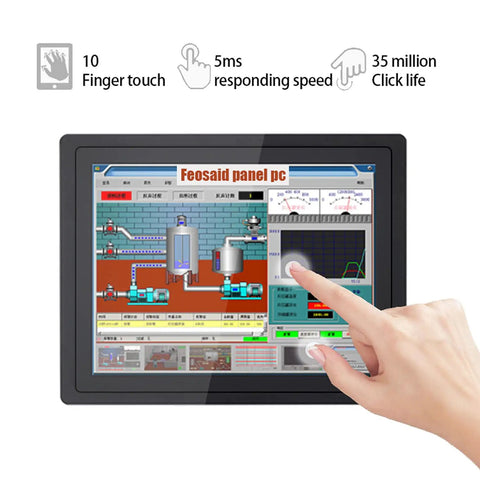 Tough As Nails 15 Inch Industrial Tablet Computer With Capacitive Touchscreen and Integrated Wifi 4GB Ram Plus 64GB Ssd Drives Lightning Fast Core I5 Processor Built For Heavy Lifting displaying touchscreen control interface.