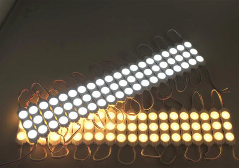 Ultra Bright 3 LED 2835 Module Pack 200 Pcs Waterproof White Light for Letter Sign Advertising Signs, 12V, displayed in rows