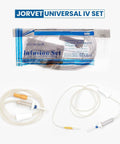 JorVet Universal IV Set for pets; 72-inch clear tubing with Luer connector and roller clamp, sterile package