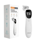 Dual Mode Infrared Thermometer No Contact Forehead And Ear For Adults Kids And Babies With Fever Alarm 1 Second Reading 32 Memory Recall Easy Switch Anytime, white handheld with box