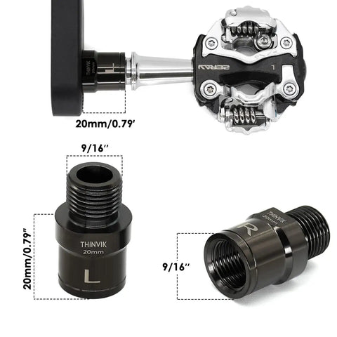 Lightweight Titanium Pedal Extenders For Nine Sixteenth Inch Pedals, 20 Mm Extension With Hollow Interior Detailing