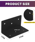16 Piece Rock Solid L Bracket Set 2 By 2 By 4 Inch 14 Gauge Steel Corner Bracket with matte black finish, showing size and thickness.