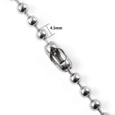 Close-up of a 197 Inch Beaded Ball Pull Chain Extension For Roller Shades, 4.5mm stainless steel bead chain with connector