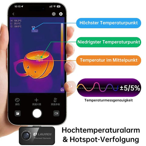 Grab And Go Portable Android Type C Thermal Camera 128 By 96 IR Resolution With Plug And Play Home Inspection Ready For HVAC Auto And Pet Detection Clear Thermal Imaging And Real Time Temperature Readouts, phone view