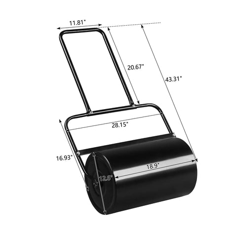 Heavy Duty Lawn Roller 10 Gallon Water And Sand Filled Garden Drum Roller With U Shaped Handle Tow Behind Sod Roller Black