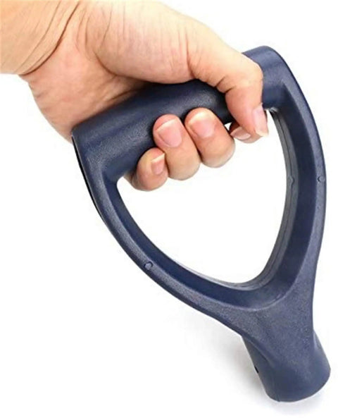 34mm Plastic D Grip Shovel Handle Replacement for Garden Spade Fork and Snow Shovel held in hand, blue color