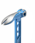 Close-up of blue 10 Inch Double Ended Nail Puller Cats Paw Pry Bar for construction heavy duty forged carbon steel with precision claws