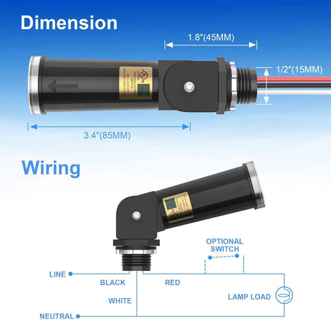 Two Pack Outdoor Photo Cell Sensor For Dusk To Dawn Lighting Auto On Off Photocell Switch UL Listed IP65 Weatherproof 100-277V