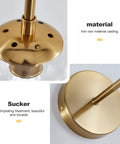 Mid Century Modern Globe Wall Sconce Set Of Two In Brushed Brass Gold, detailed base and rod