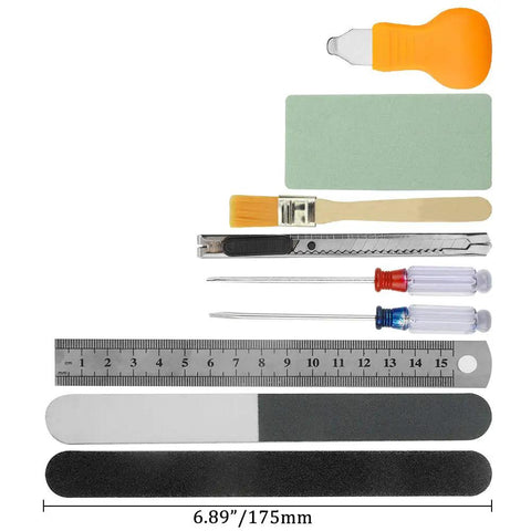 28 Pcs Modeler Tools Set for Gundam and Model Kits with Plastic Box Hobby Craft Kit for DIY Projects, tools and ruler displayed