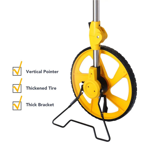 CFTGIW Distance Measuring Wheel with Precision Machined Digital Display for featuring vertical pointer and thickened tire design.
