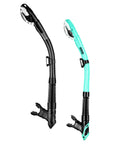 Black and aqua Dry Snorkel System with Top Dry Valve and Food Grade Mouthpiece for Easy Breathing Snorkeling Mask Attachment for Scuba Freediving and Swimming Must Have Travel Ready Snorkel Gear with Comfortable Mouthpiece and Leak Free Dry Valve