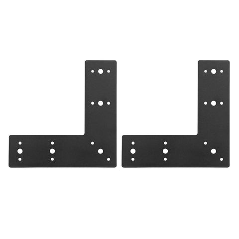 Heavy Duty L Shaped Flat Bracket Mending Plate Black Powder Coated Steel For Furniture Repair Indoors Outdoors 3mm Thick Two Pack