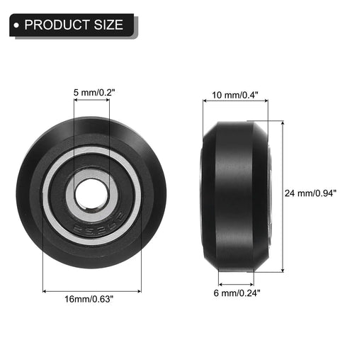10 Pack POM Roller Wheels For 3D Printer Gantry And V Slot Tracks Dope High Speed Pulley Wheels With 625-2RS Double Shield Bearings Low Noise Durable Black CNC Upgrade, 24mm wheel