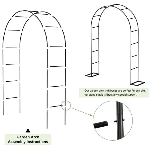 Diagram of Sturdy Garden Pergola Arch With No Fuss Base For Climbing Plants Four Point Six Feet Wide And Seven Point Nine Feet Tall