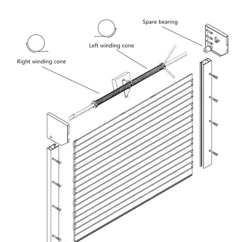 Diagram of Beefy Garage Door Torsion Springs Set 0.250 x 2 In x 28 In with non-slip winding bars and spare bearing, DIY kit.