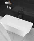67 Inch Freestanding Acrylic Bathtub Sets Main Room Vibes With Double Walled Insulation And Ergonomic Deep Contour in bathroom setting.