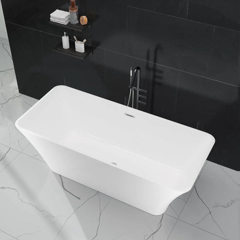 67 Inch Freestanding Acrylic Bathtub Sets Main Room Vibes With Double Walled Insulation And Ergonomic Deep Contour in bathroom setting.