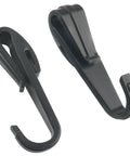 Ten Pack Elastic Cord Hooks Double Sided Plastic Rope Clips, black, for helmets and work lights.