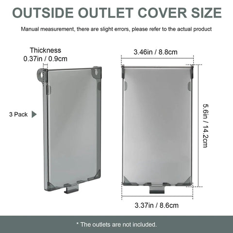 Wicked Tough 1 Gang Outdoor Outlet Cover Type 3R Weather Resistant Replacement For Wet Locations dimensions and thickness shown.