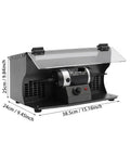 Heavy Duty Jewelry Polishing Machine 200W Bench Polisher With Variable Speed 0 to 8000 RPM, shown with dimensions and rust-resistant finish.