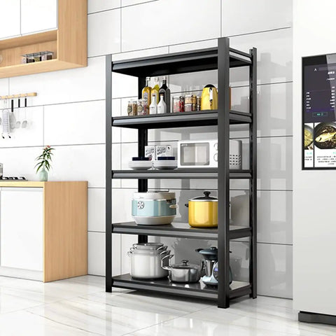 Heavy Duty 5 Tier Metal Bookshelf Beefy Industrial Storage Rack Adjustable Steel Shelving Unit For Garage Kitchen Basement Workspace Holds 2000 Lbs showcasing kitchen organization.