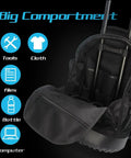 Open view of main compartment in Heavy Duty Wheeled Tool Backpack With Rollable Handle Pro Grade Electrician Organizer