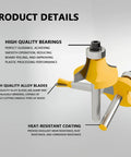 Pro Grade 100 Piece Router Bit Set With One Quarter Inch Shank Tungsten Carbide Bits In Sturdy Wood Storage Case detail view