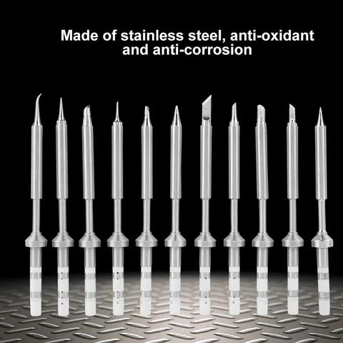 Mini Soldering Iron Tips Set For TS100, 11Pcs Stainless Steel Replacement Tips For Electric Pen Type Soldering Iron, Fast Heating, Durable, Pro Grade For Precise Electronics And Micro Soldering