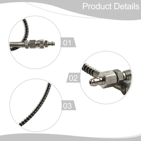 Killer High Pressure Air Hose For Hpa Fill Station 4500 Psi Adapter Quick Connect Male Female Steel Copper Fittings Anti Kink Spring Design Charge Scuba Paintball Tanks Solid Build No Leak Failures Totally Rad Setup Super Easy Win Money Maker Banger, 20 inch hose close-up