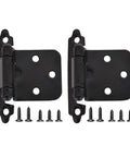 Pair Of Soft Close Spring Cabinet Hinges With Screws For Overlay Or Flush Mount Doors Black Finish No Fuss Easy Install Hardware