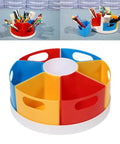 Spinning Desk Organizer With Six Compartments For Pens, Art Supplies, And Makeup Accessories, 360 Degree Rotating Desktop Organizer For Home, Vanity, Or Nightstand, colorful plastic
