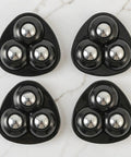 12pcs Black 360 Degree Swivel Casters for Furniture and Storage, featuring triangular design with four chrome balls each.