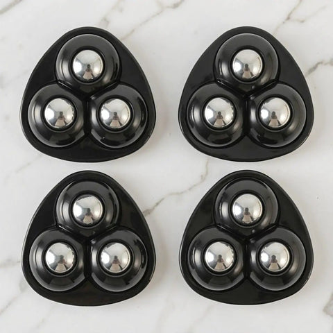 12pcs Black 360 Degree Swivel Casters for Furniture and Storage, featuring triangular design with four chrome balls each.