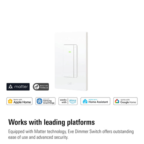 Matter Smart Dimmer Switch For Single-Pole Wiring With Neutral Wire, Compatible With Alexa, Apple Home, Google Home, And Smartthings, Requires Thread Border Router, UL Certified, Top-Shelf Smooth Dimming Vibes, white finish with control dial.