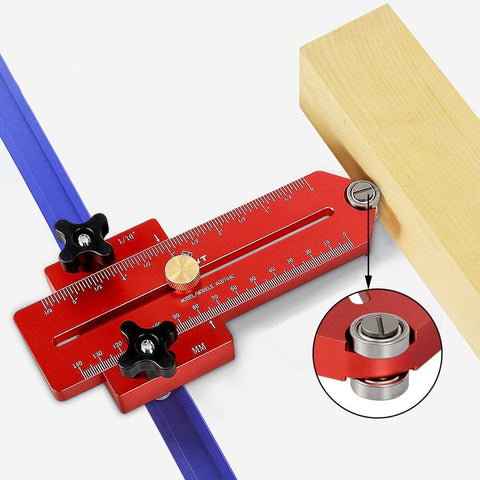 Ultimate Pro Grade Thin Rip Jig Guide For Table Saws with aluminum anodized construction for precision cuts, shown close-up.