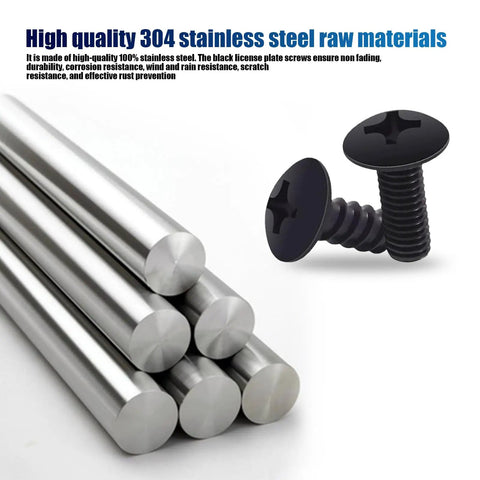 Set Of 8 Stainless Steel License Plate Screws And Bolts Fasteners Kit With raw stainless steel bars