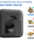 Matte Black Shower Valve Trim Kit With Lever Handle And Temperature Indicator showing Moen Posi-Temp valve compatibility